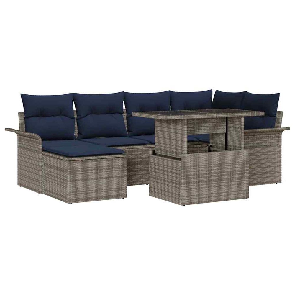 Ensemble de canapé de jardin 7 pc gris polyrotin