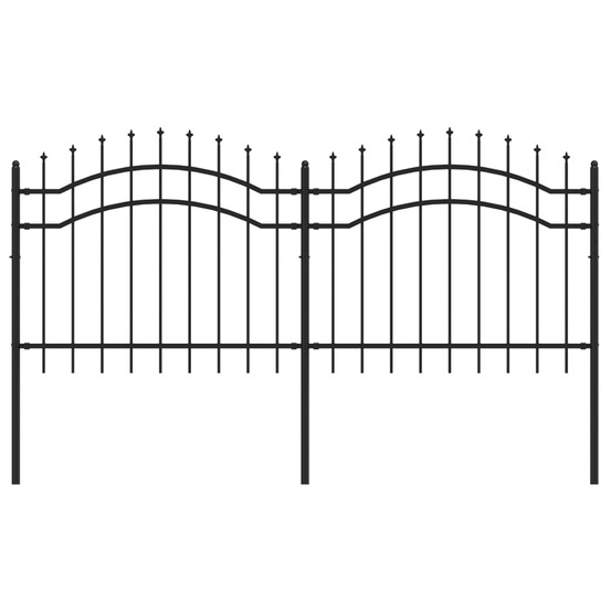 Clôture de jardin avec dessus en forme de lance, noire, 239 x 100 cm, acier thermolaqué