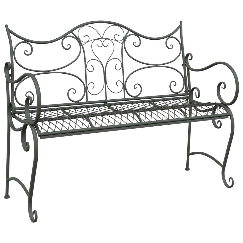 Banc de jardin 2 -places 114 x 54 x 90 cm acier gris argenté
