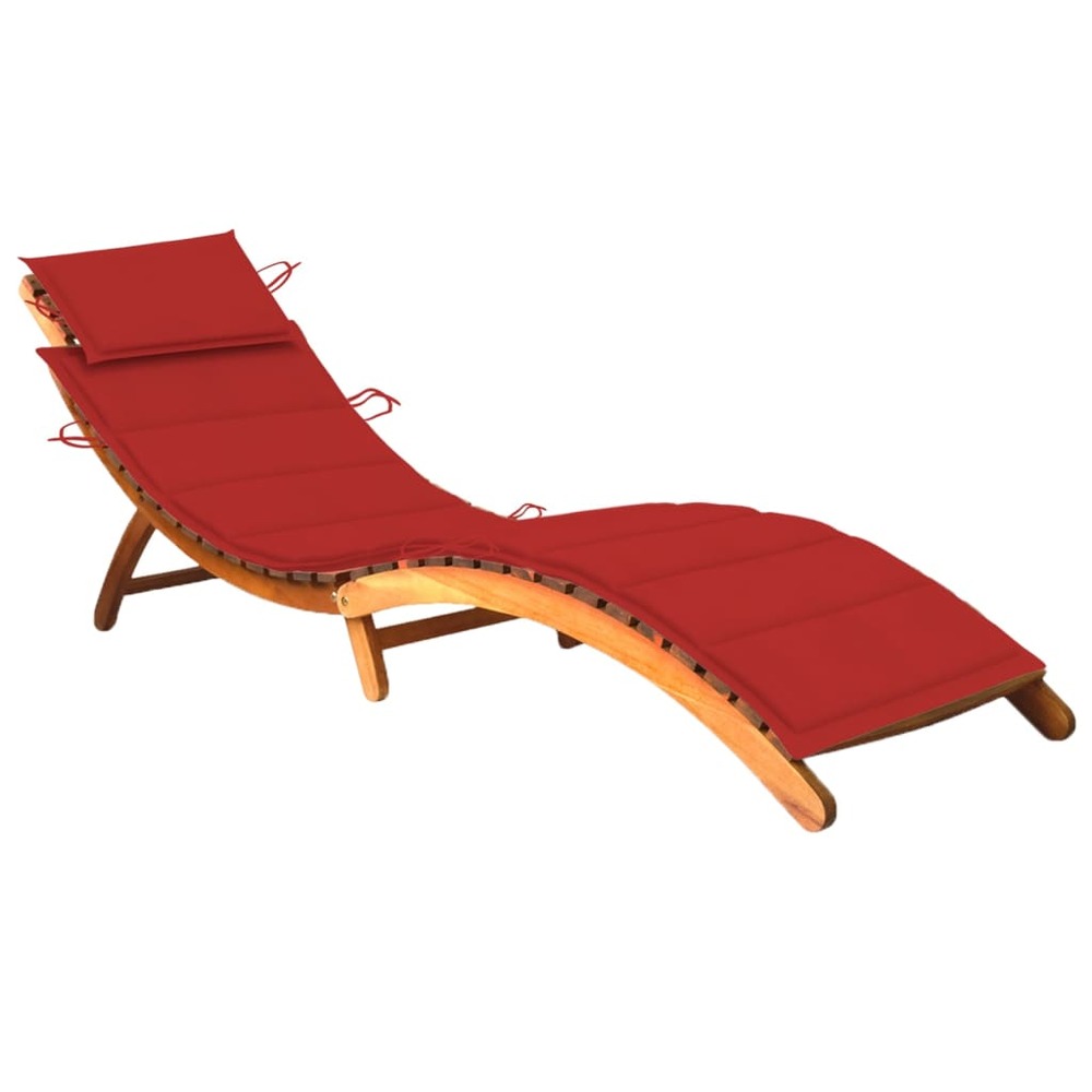 Transat chaise longue bain de soleil lit de jardin terrasse meuble d'extérieur avec coussin bois d'acacia solide