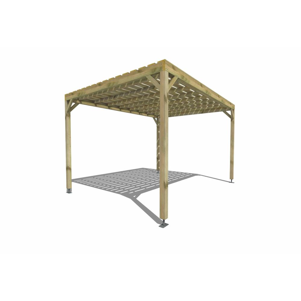 Pergola bois • 4m x 3m • indépendante • sens profondeur • platelage bois • livraison comprise