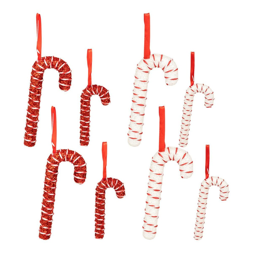 Lot de 10 sujets sucre d'orge polystyrène h.21,5cm rouge et blanc