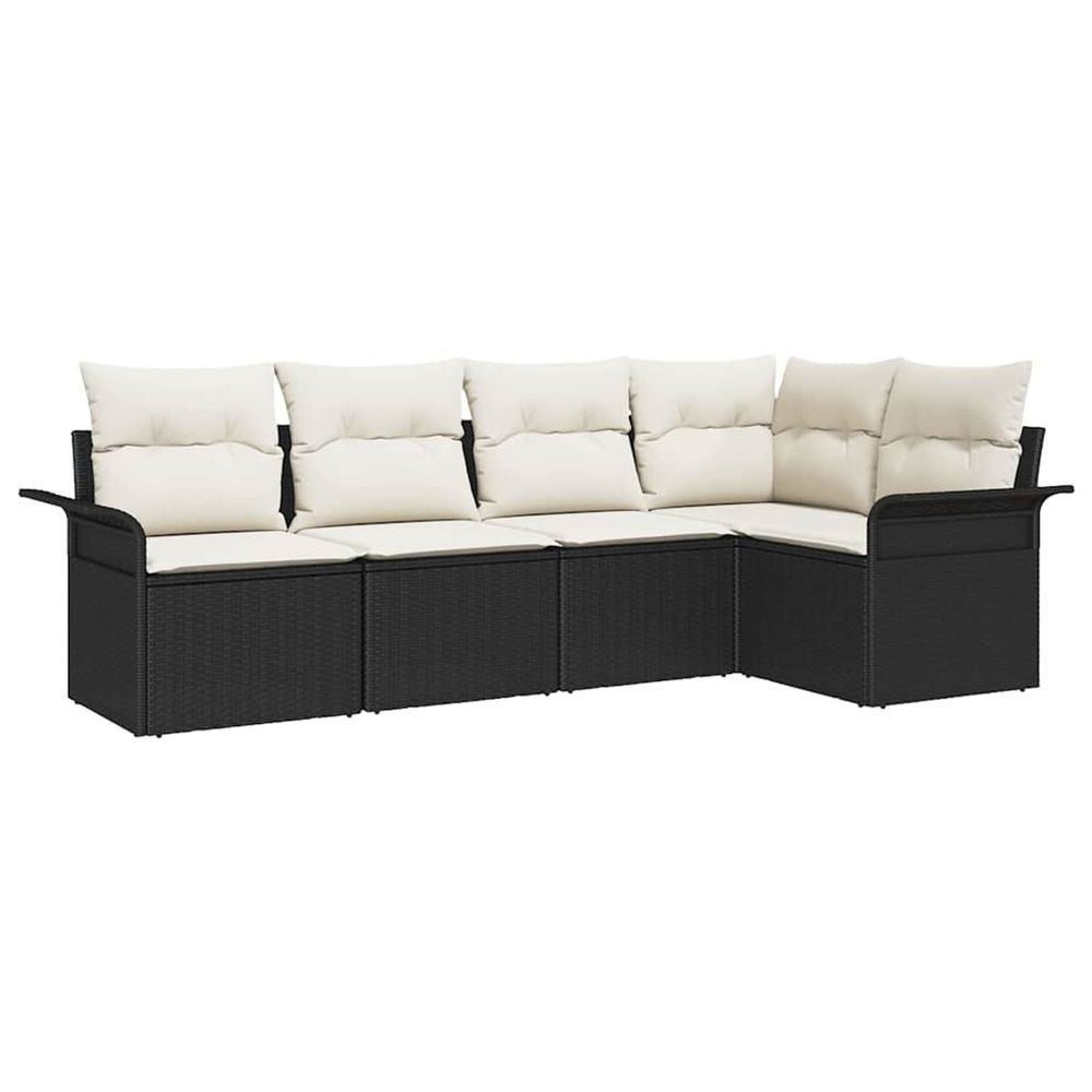 Ensemble de canapé de jardin 5 pc noir polyrotin