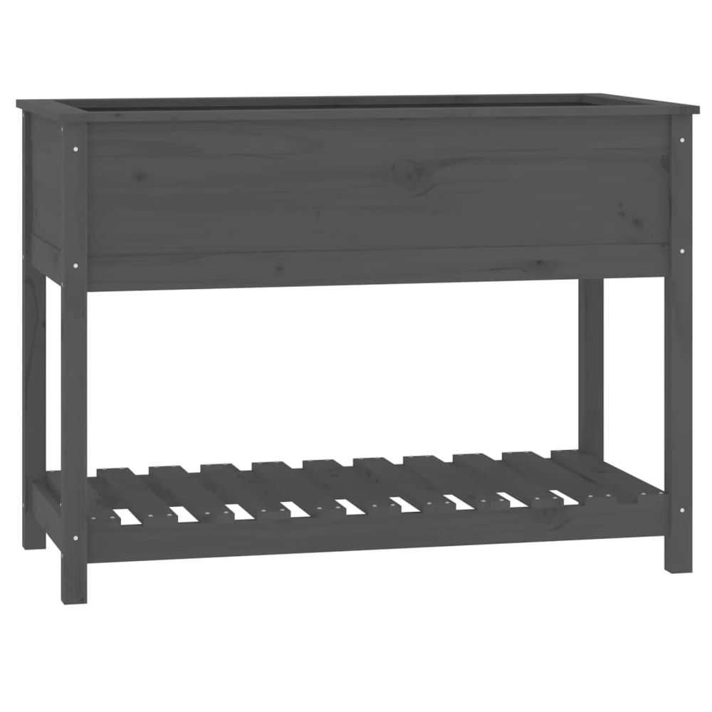 Jardinière avec étagère gris 111,5x54x81 cm bois massif de pin