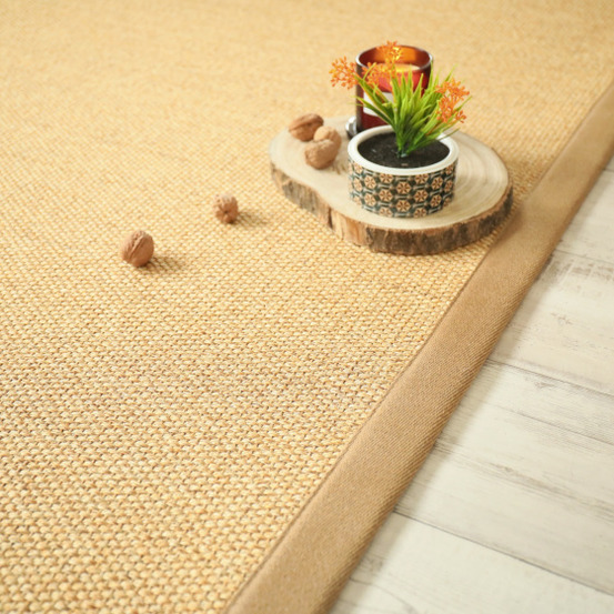 Tapis sisal - tulum miel - ganse lin camel - 140 x 200 cm