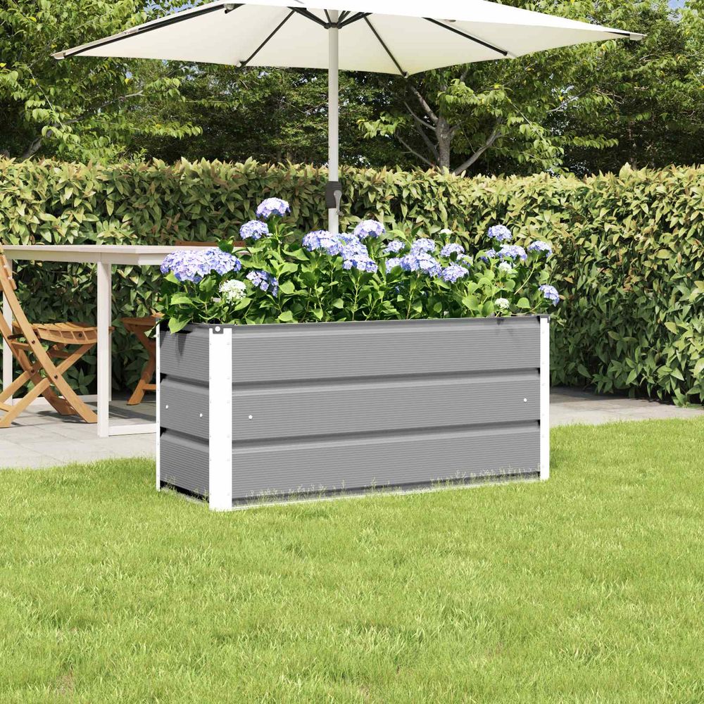 Jardinière rectangulaire acier pour balcon terrasse 100x40x45 cm gris clair
