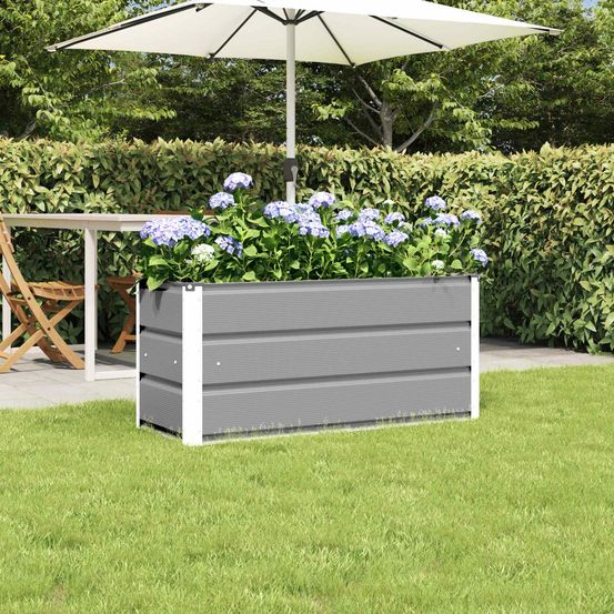 Jardinière rectangulaire acier pour balcon terrasse 100x40x45 cm gris clair