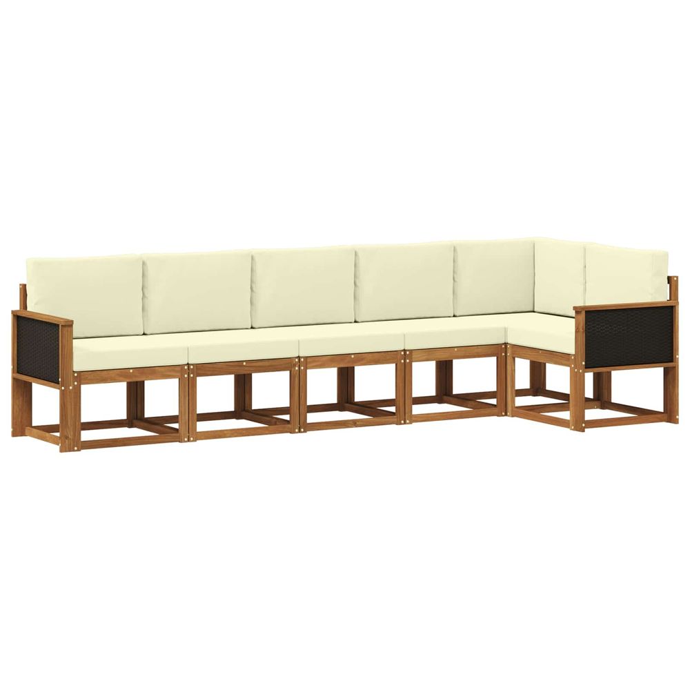 Ensemble de canapés d'extérieur 6 pc naturel et crème polyester
