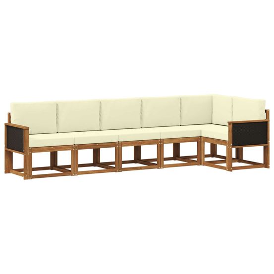Ensemble de canapés d'extérieur 6 pc naturel et crème polyester