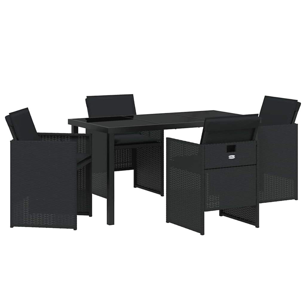Ensemble de salle à manger pour jardin 5 pcs noir polyrotin