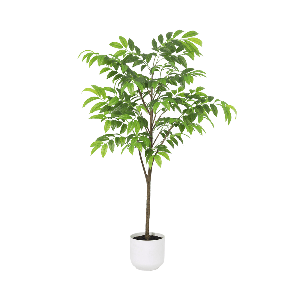 Plante tropicale avec pot blanc - 153cm - ø24cm - plante artificielle