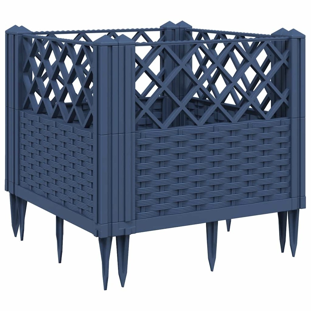 Jardinière avec piquets bleu gris 43,5x43,5x43,5 cm pp