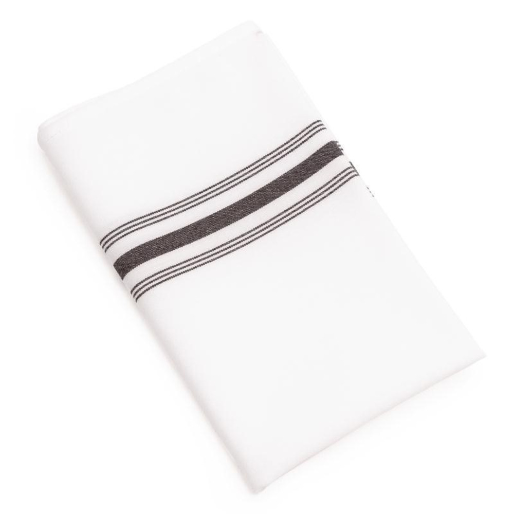 Serviette de table bistro avec rayures noires lot de 10