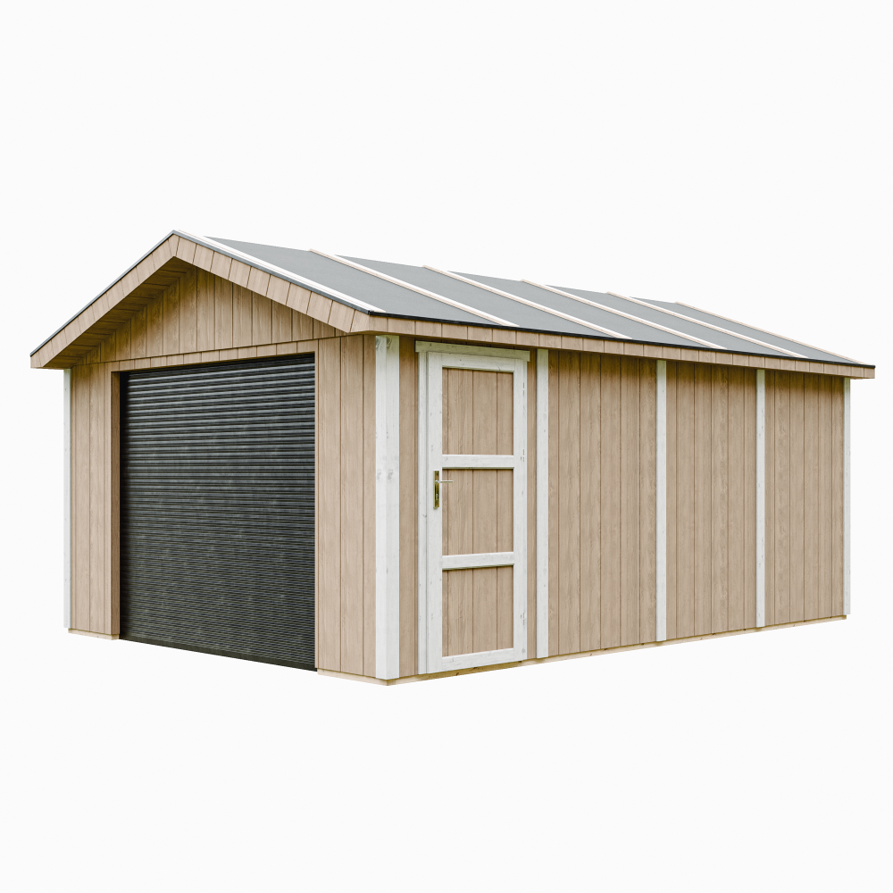 Garage qualité premium 17 m² - l378xl530 cm- garage pour auto, moto, vélos, machines de jardinage - timbela m991b-terra brown