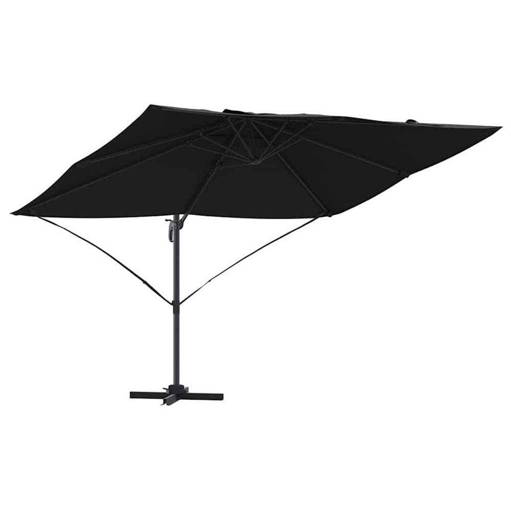 Parasol noir 351 x 250 x 260 cm polyester et aluminium