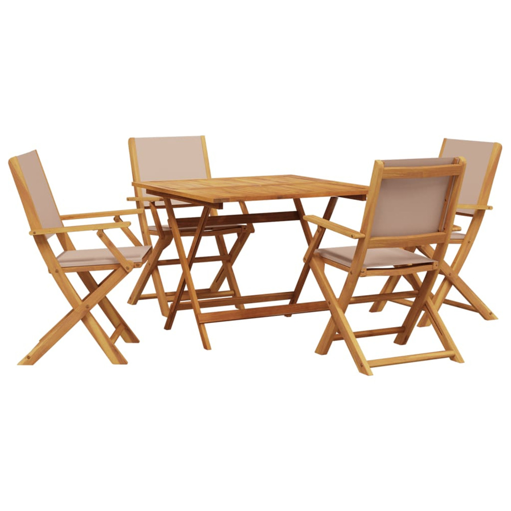 Ensemble à manger de jardin 5 pcs taupe tissu et bois massif