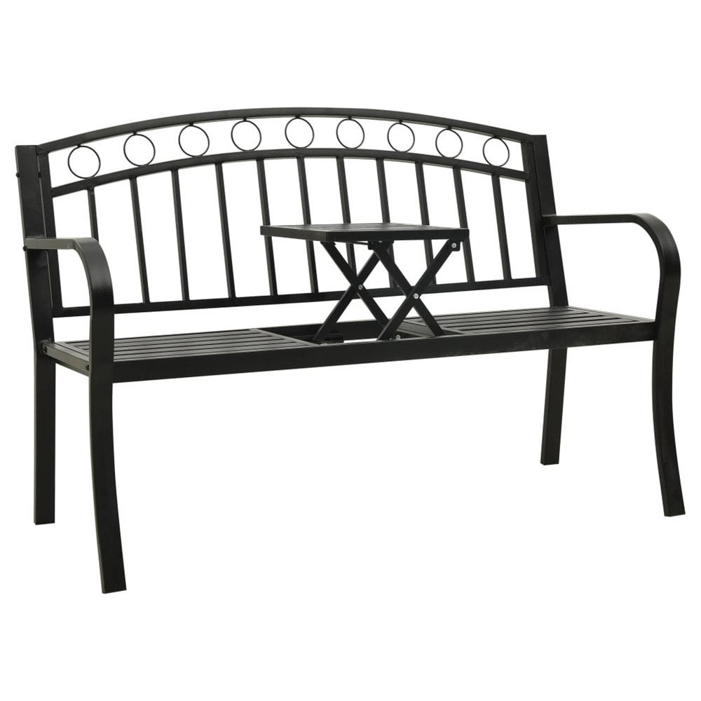 Banc de jardin avec table noir 120 cm acier
