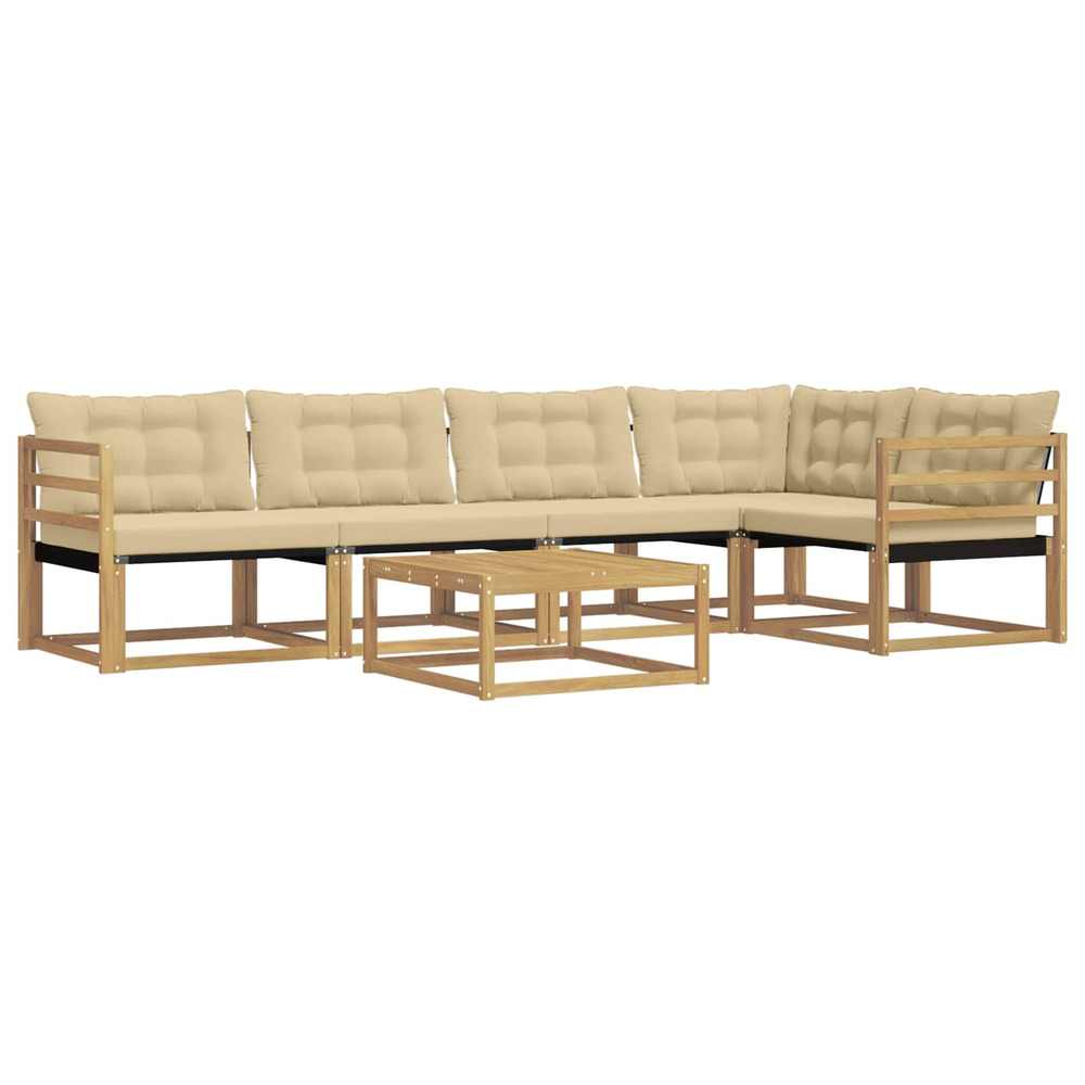Ensemble de canapés d'extérieur 6 pcs blanc et beige