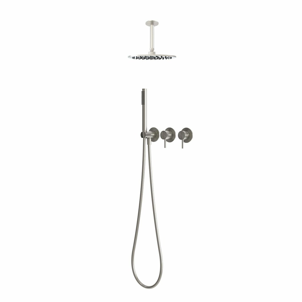 Kit douche plafond court inox 25 cm acier inox 316l mitigeur inverseur douchette