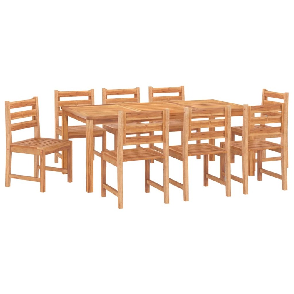 Ensemble à dîner salon de jardin meuble d'extérieur 9 pièces bois de teck solide