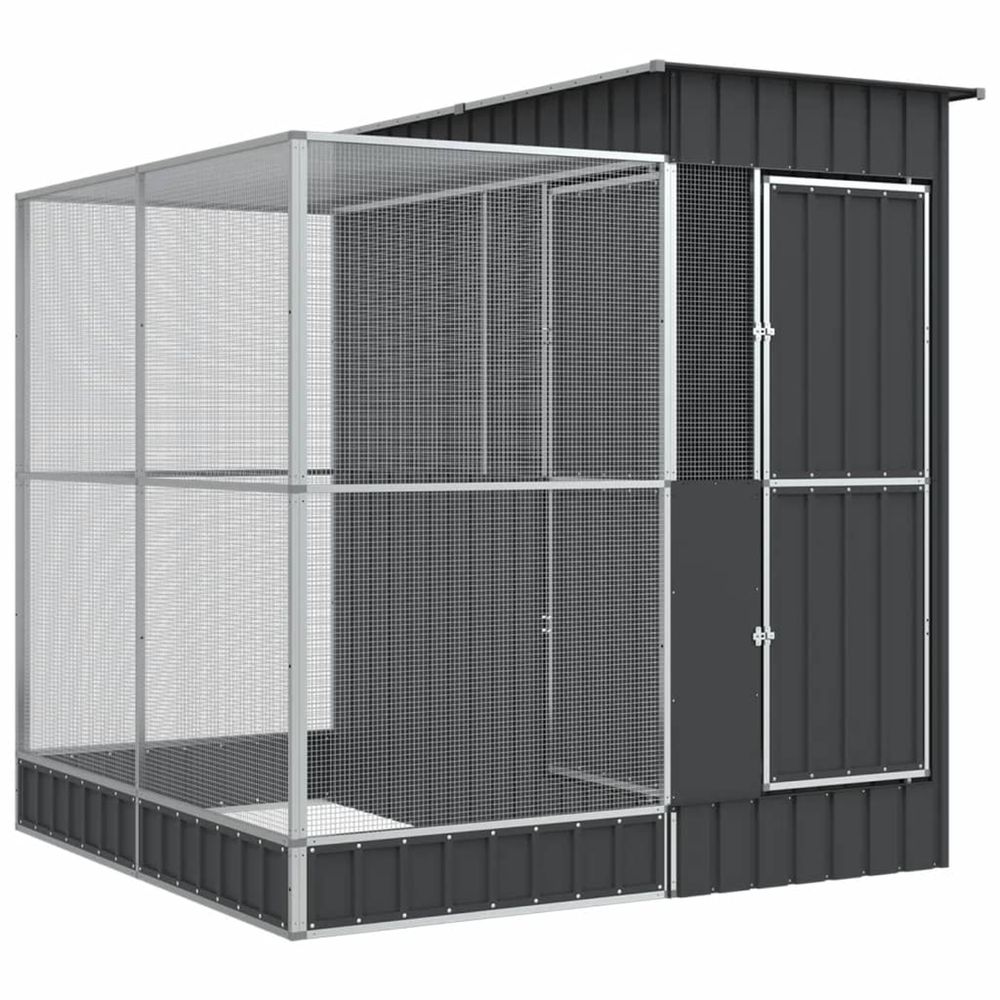 Volière avec extension argent 209 x 203 x 216 cm acier