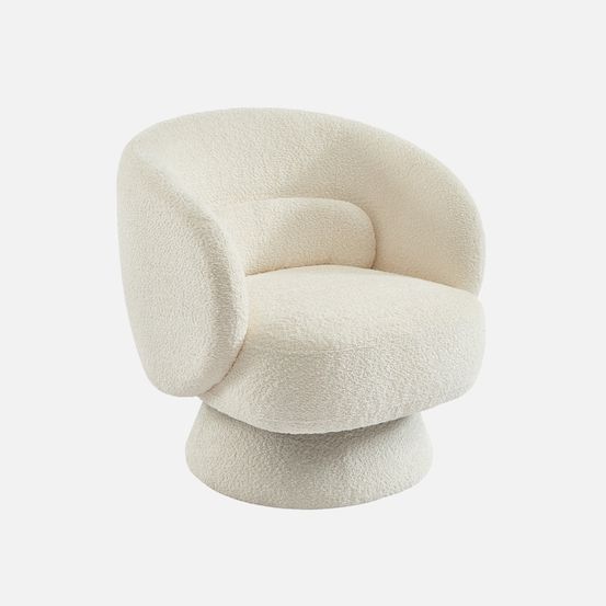 Fauteuil pivotant, rotatif 360° en tissu avec coussin - l 76 x p 76 x h 76,5cm - elias