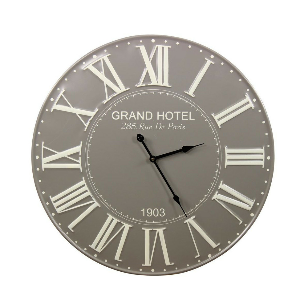 Horloge ancienne grand hotel métal gris - décoration d'autrefois