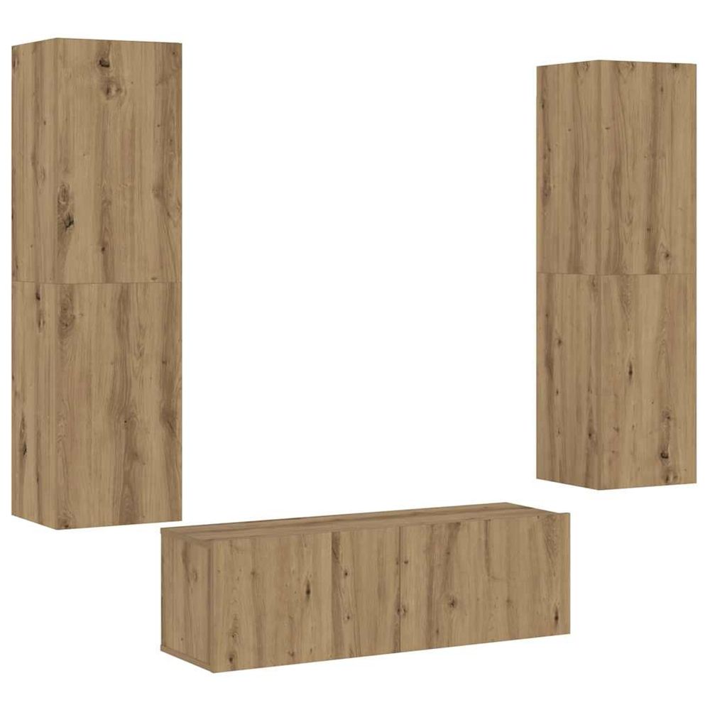 Meubles tv muraux 3 pcs chêne artisanal bois d'ingénierie