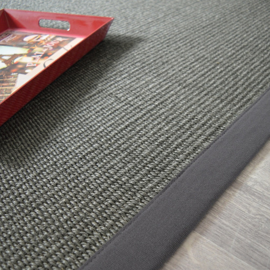 Tapis sisal quintana anthracite - ganse coton anthracite - 140 x 200 cm