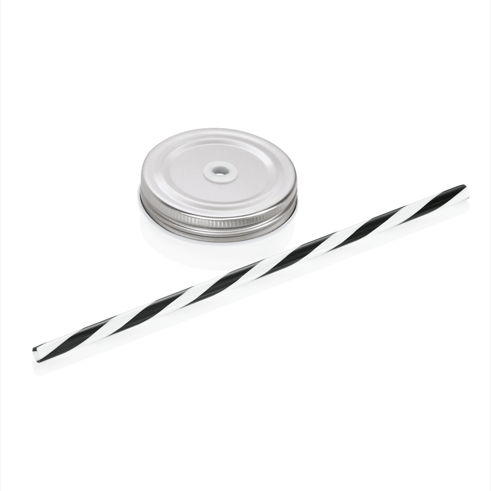 Lot de 6 couvercles avec paille en verre trempé noir - was germany