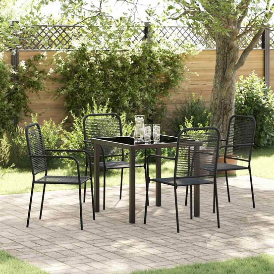 Ensemble de salle à manger pour jardin 5 pcs noir