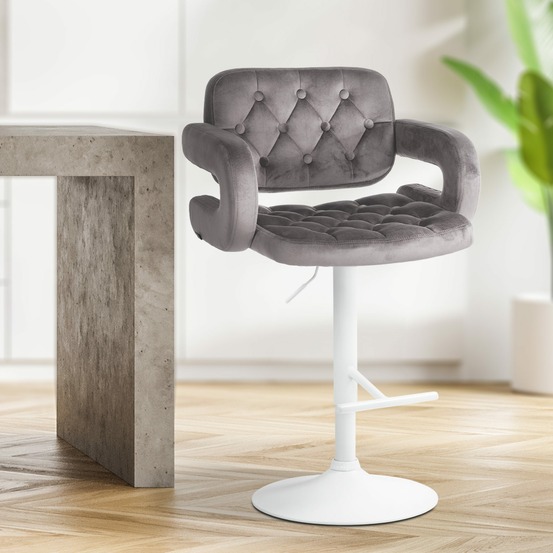Tabouret de bar dublin velours blanc