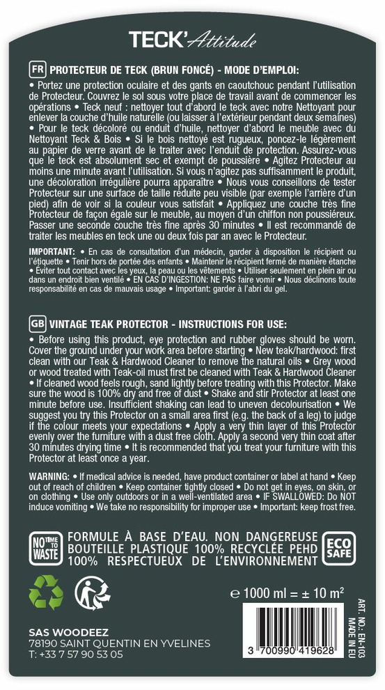Saturateur protecteur pour teck vintage 1 l