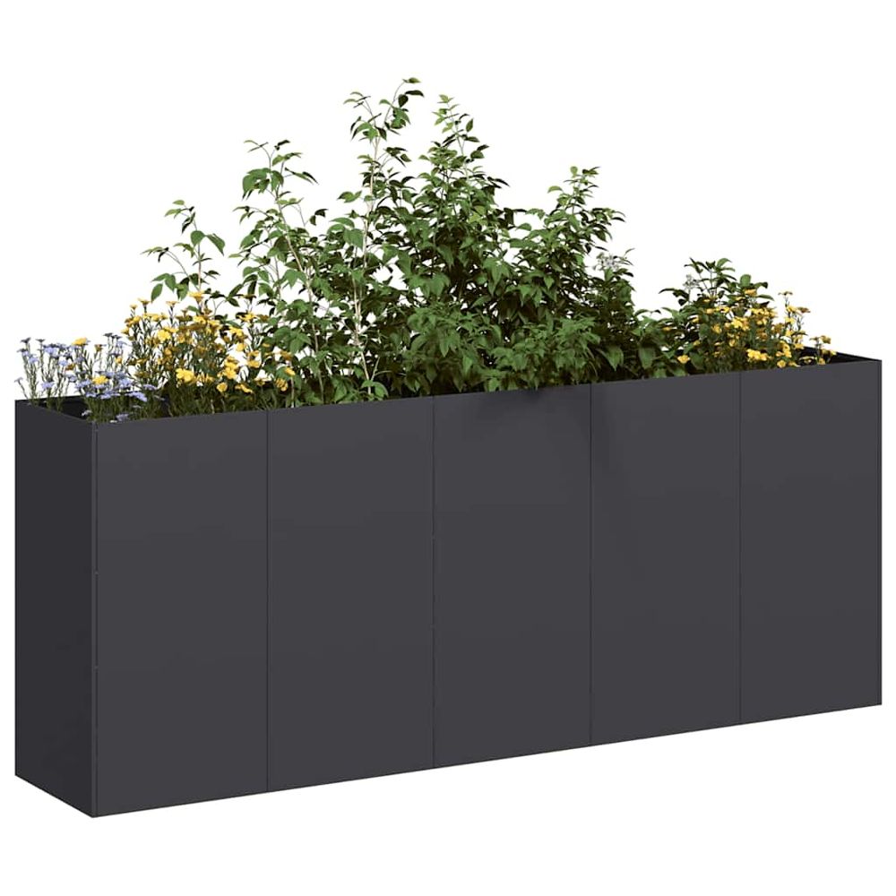 Très grande jardinière acier potager surélevé noir 200x40x80 cm