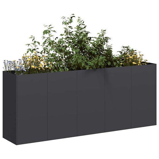 Très grande jardinière acier potager surélevé noir 200x40x80 cm