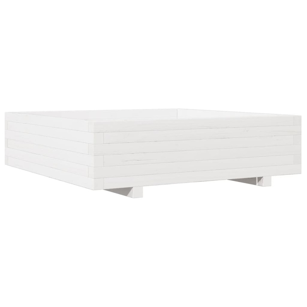 Jardinière d'extérieur blanc 90x90x26,5 cm bois de pin massif