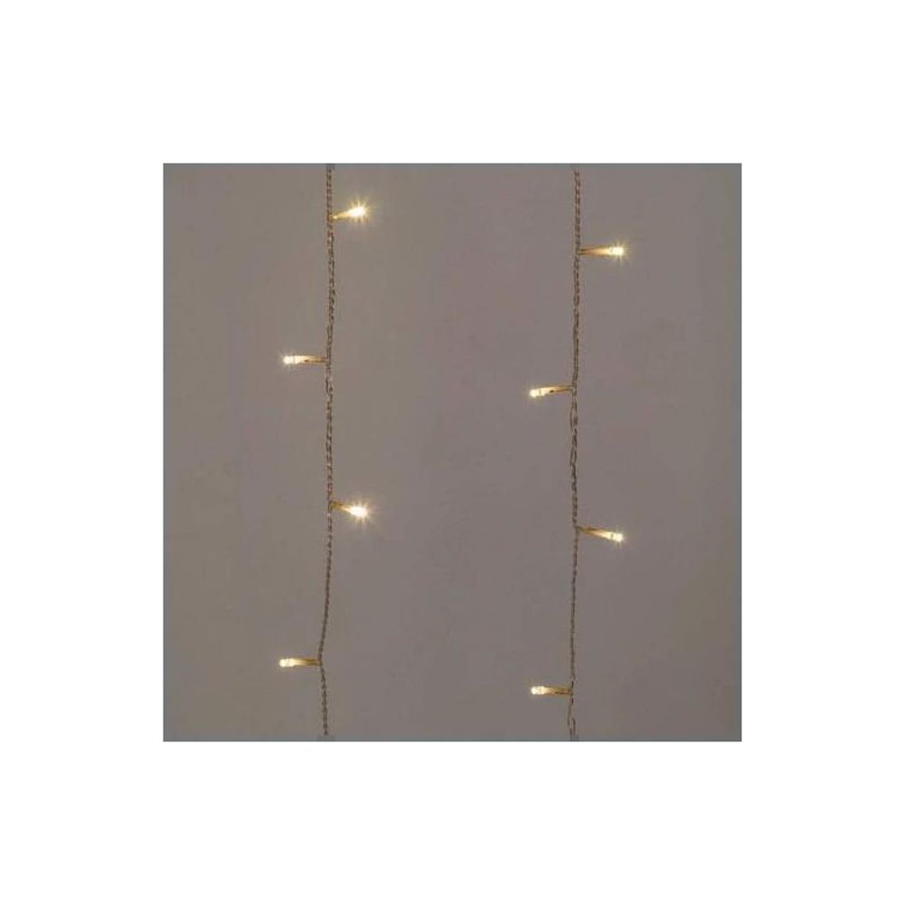Rideau lumineux 120 led blanc chaud 100xh200cm ip44 intérieur/extérieur câble transparent lotti