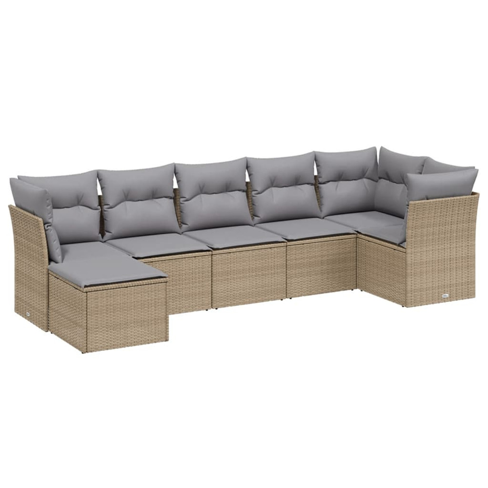 Salon de jardin avec coussins 7pcs mélange beige résine tressée