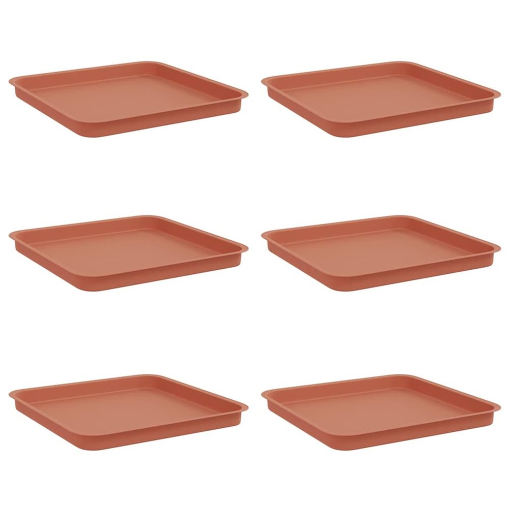 Plateau carré à fleurs 6 pc rouge brique 36 x 36 x 2,5 cm