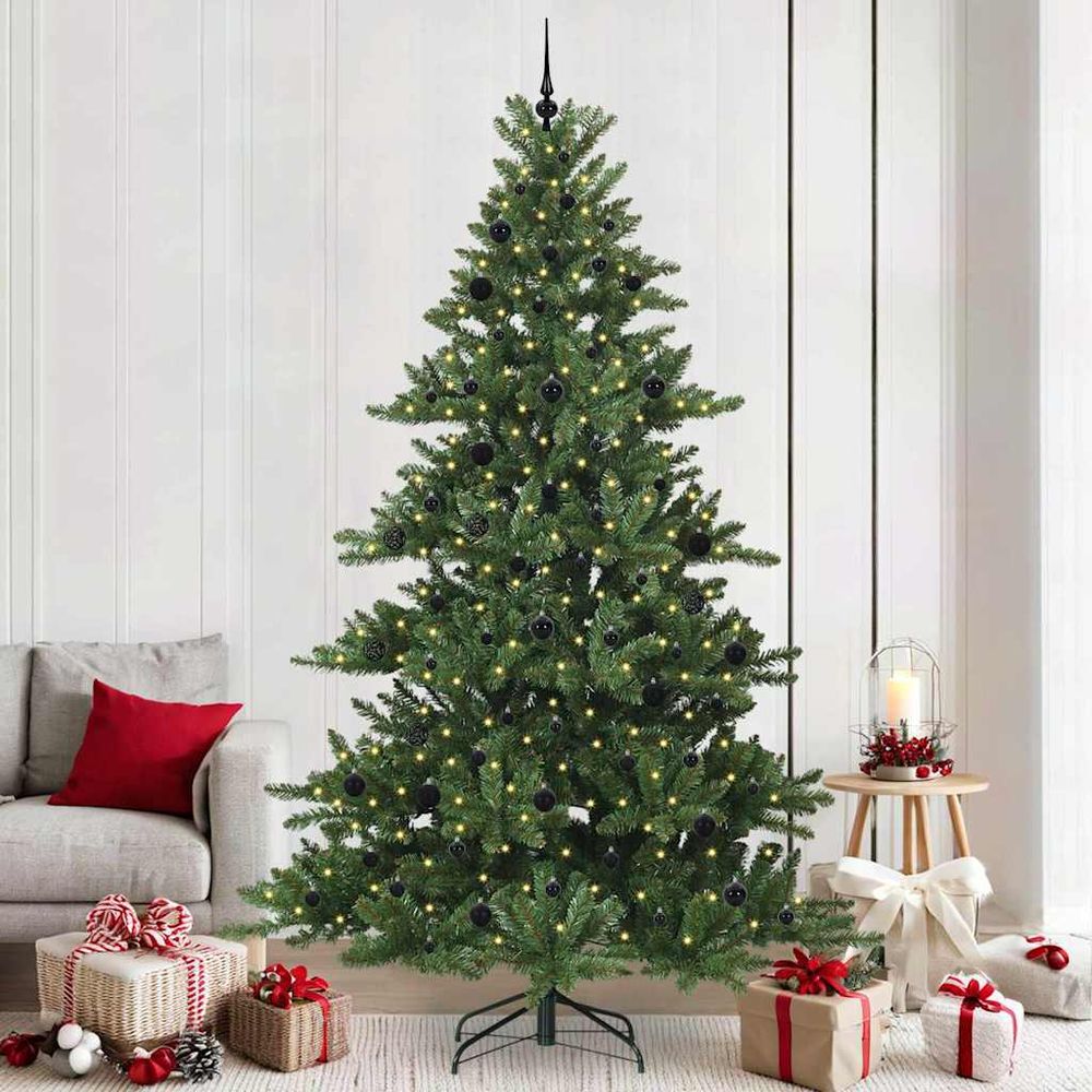Sapin de noël tout prêt 2.4m, fourni avec 300 led blanc chaud et 120 boules de noël