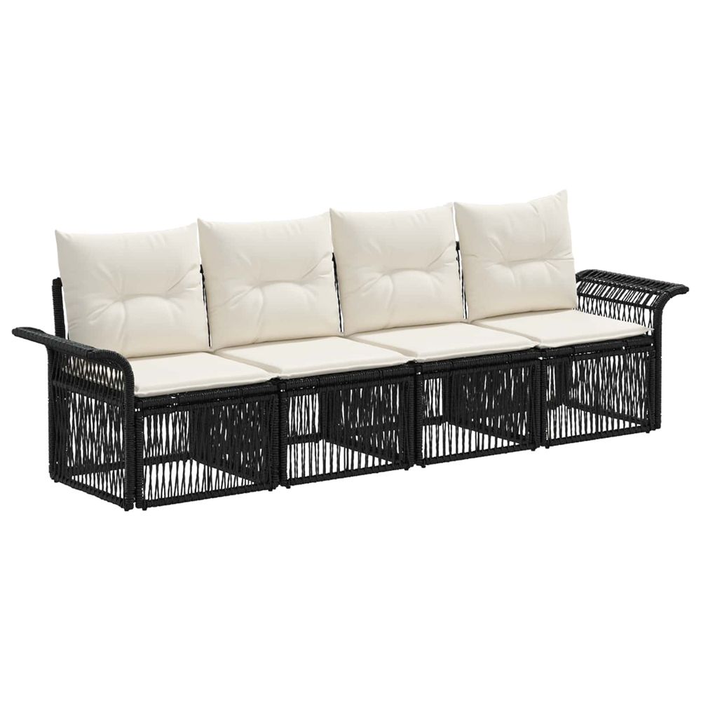Ensemble de canapé de jardin 4 pc noir polyrotin