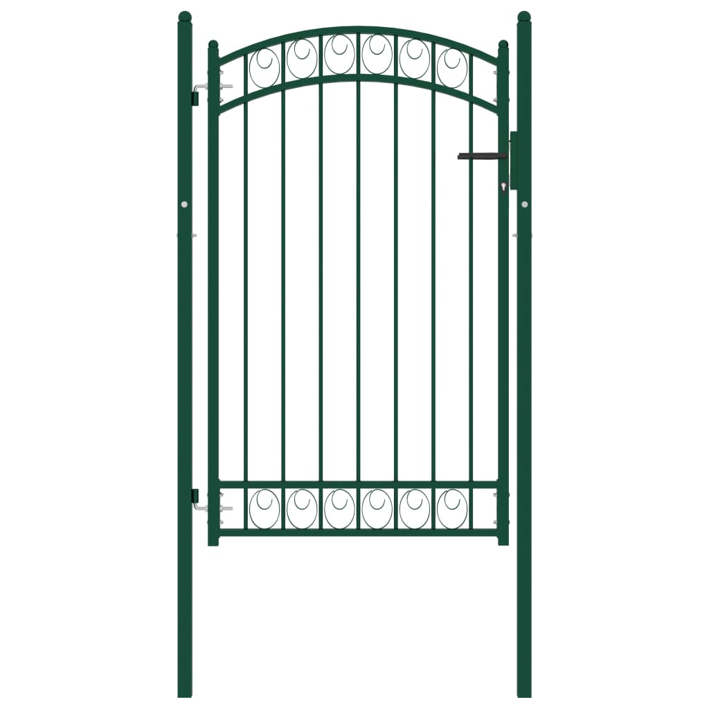 Portail de clôture avec dessus arqué acier 100x150 cm vert