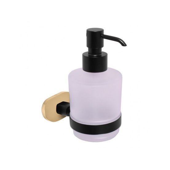 Distributeur de savon mural yukon en verre et laiton noir doré 200 ml