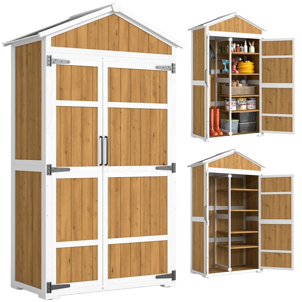 Armoire de jardin bois sapin outils extérieur toit métal étanche 105x55x179cm naturel - comfortxl outdoor living