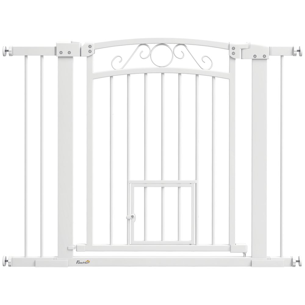 Barrière de sécurité chien acier intérieur porte chat 76-104x77cm blanc - comfortxl pet living