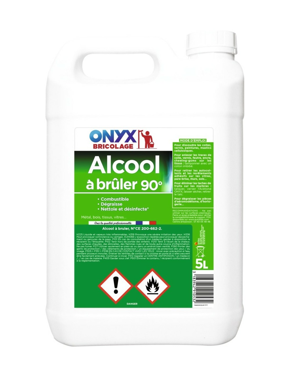 Alcool à bruler 90 bidon 5 litres - onyx