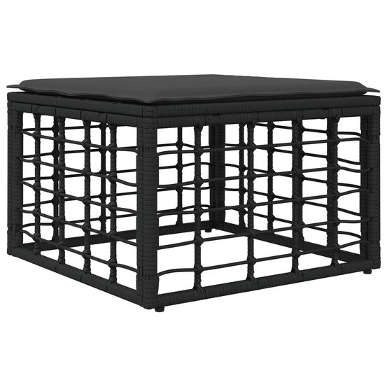 Pouf de jardin noir polyrotin