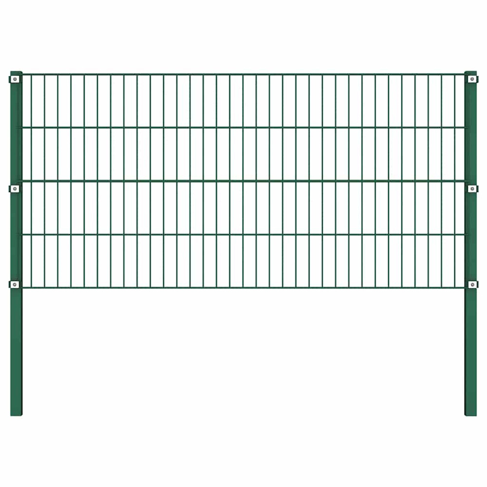 Panneau de clôture avec poteaux en fer 176,5 x 80 cm vert