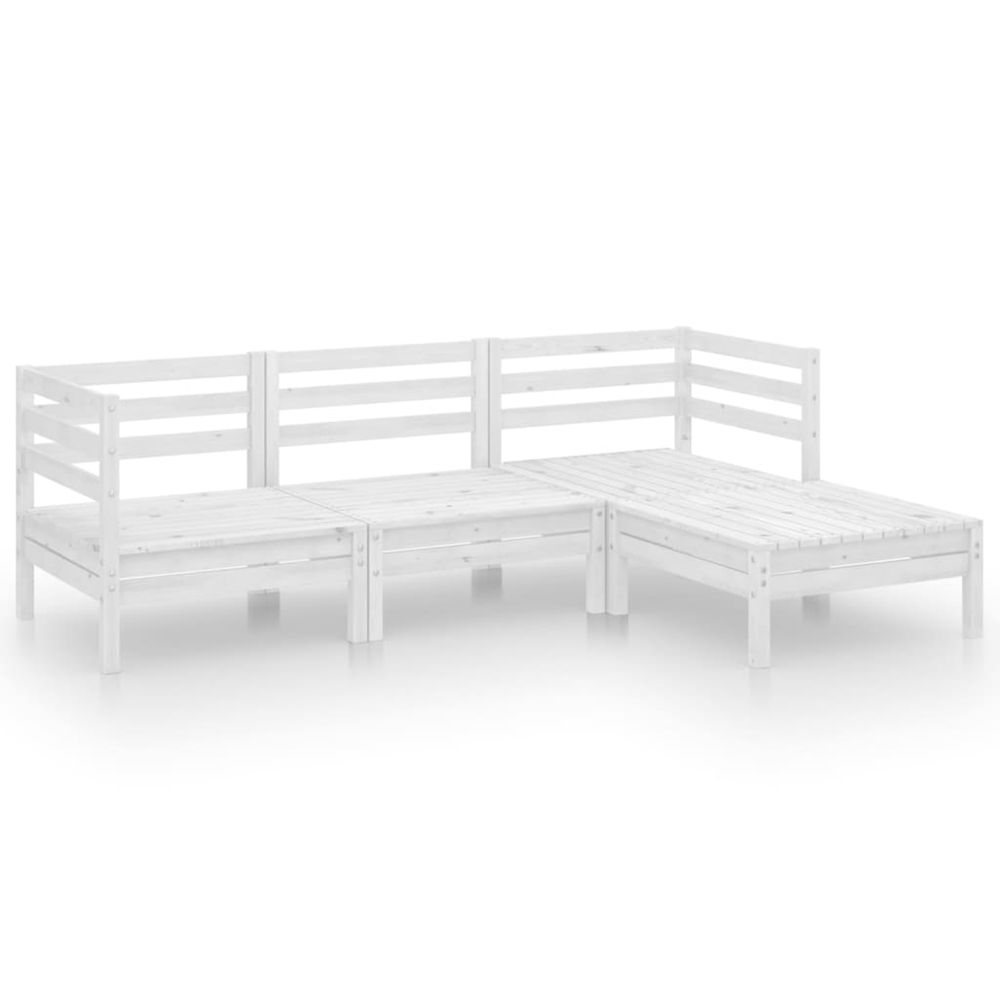 Salon de jardin 4 pcs bois de pin massif blanc