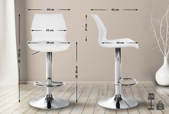 Lot de 2 tabourets de bar gilbert en plastique